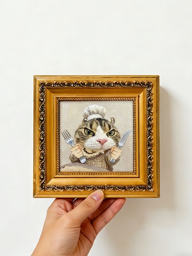 Tabby cat chef with - cat,
